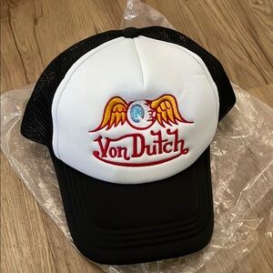 Von Dutch Black and White Cap with Logo